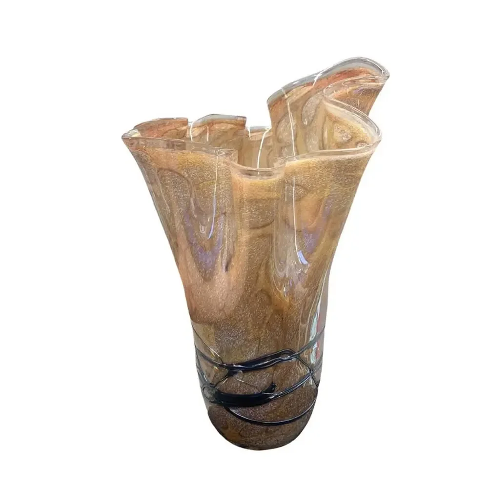 Blown glass iridescent handkerchief‎ vase